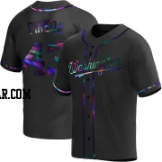Israel Pineda Men's Washington Nationals Black Holographic Replica Alternate Jersey