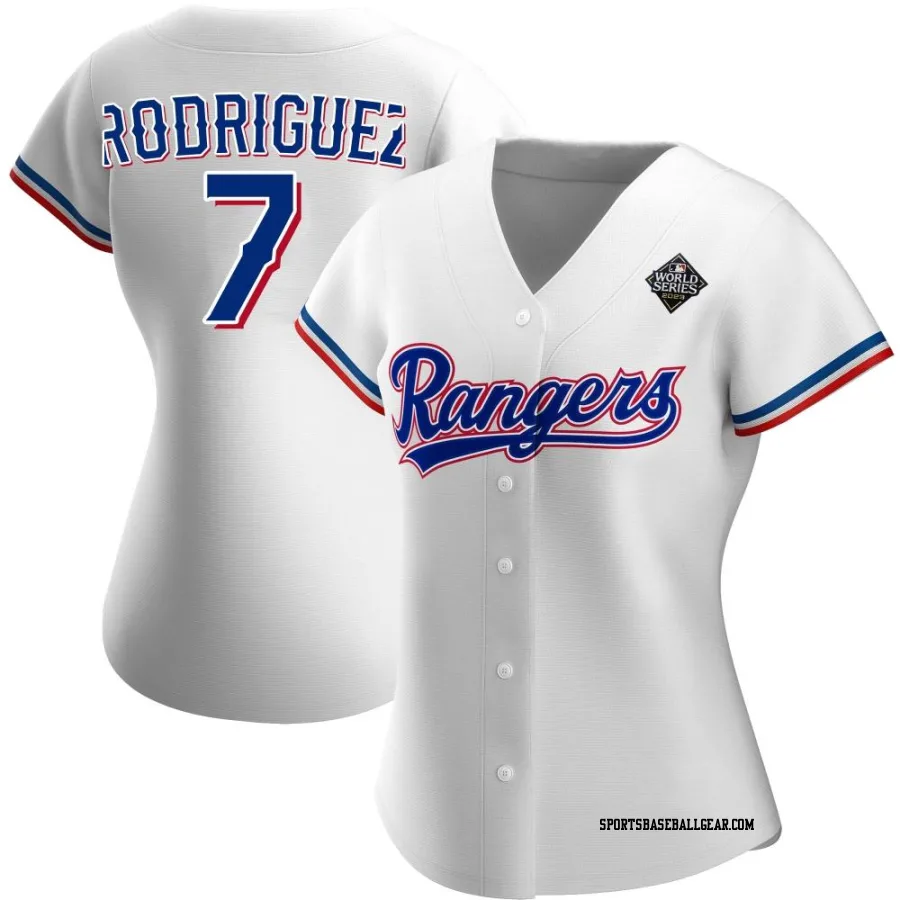 Ivan Rodriguez Women's Texas Rangers White Replica Home 2023 World Series Jersey