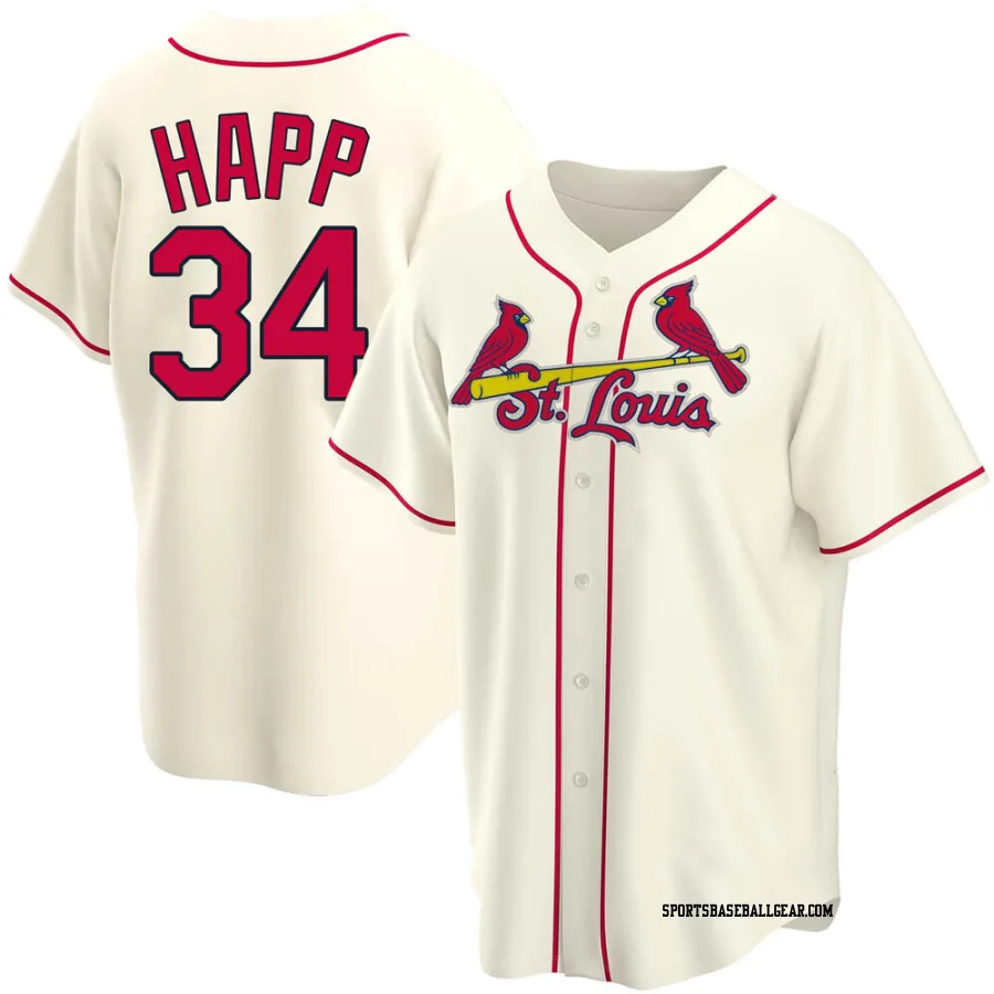 J.A. Happ Men's St. Louis Cardinals Cream Replica Alternate Jersey