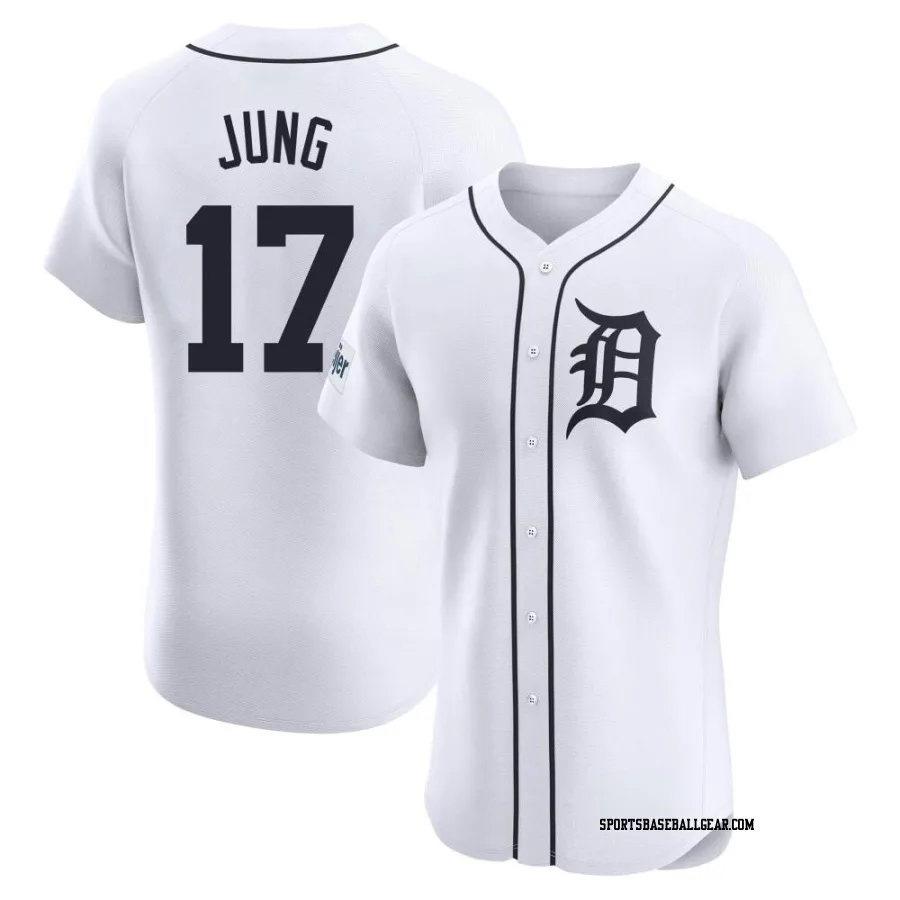 Jace Jung Men's Detroit Tigers White Elite Home Patch Jersey