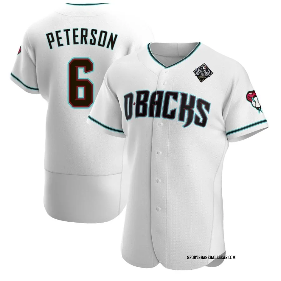 Jace Peterson Men's Arizona Diamondbacks White Authentic Teal Alternate 2023 World Series Jersey