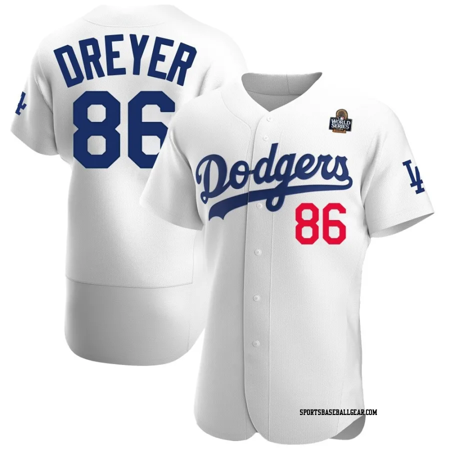 Jack Dreyer Men's Los Angeles Dodgers White Authentic Home Official 2024 World Series Jersey
