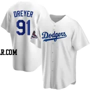 Jack Dreyer Men's Los Angeles Dodgers White Replica Home 2024 World Series Champions Jersey