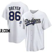 Jack Dreyer Men's Los Angeles Dodgers White/Gold Replica 2021 Gold Program Player Jersey
