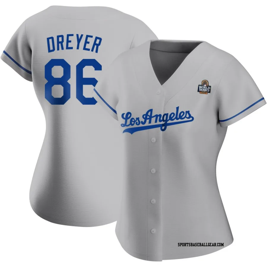 Jack Dreyer Women's Los Angeles Dodgers Gray Authentic Road 2024 World Series Jersey