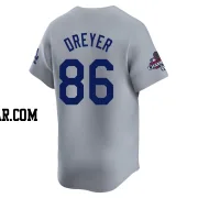Jack Dreyer Youth Los Angeles Dodgers Gray Limited Away World Series Champions Jersey