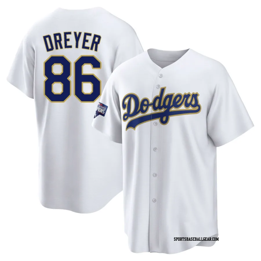 Jack Dreyer Youth Los Angeles Dodgers White/Gold Replica 2021 Gold Program Player Jersey