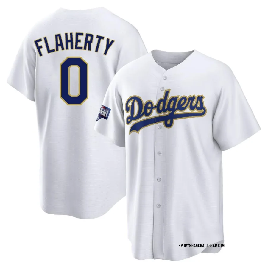 Jack Flaherty Men's Los Angeles Dodgers White/Gold Replica 2021 Gold Program Player Jersey