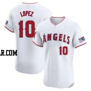 Jack Lopez Men's Los Angeles Angels White Elite Home Patch Jersey