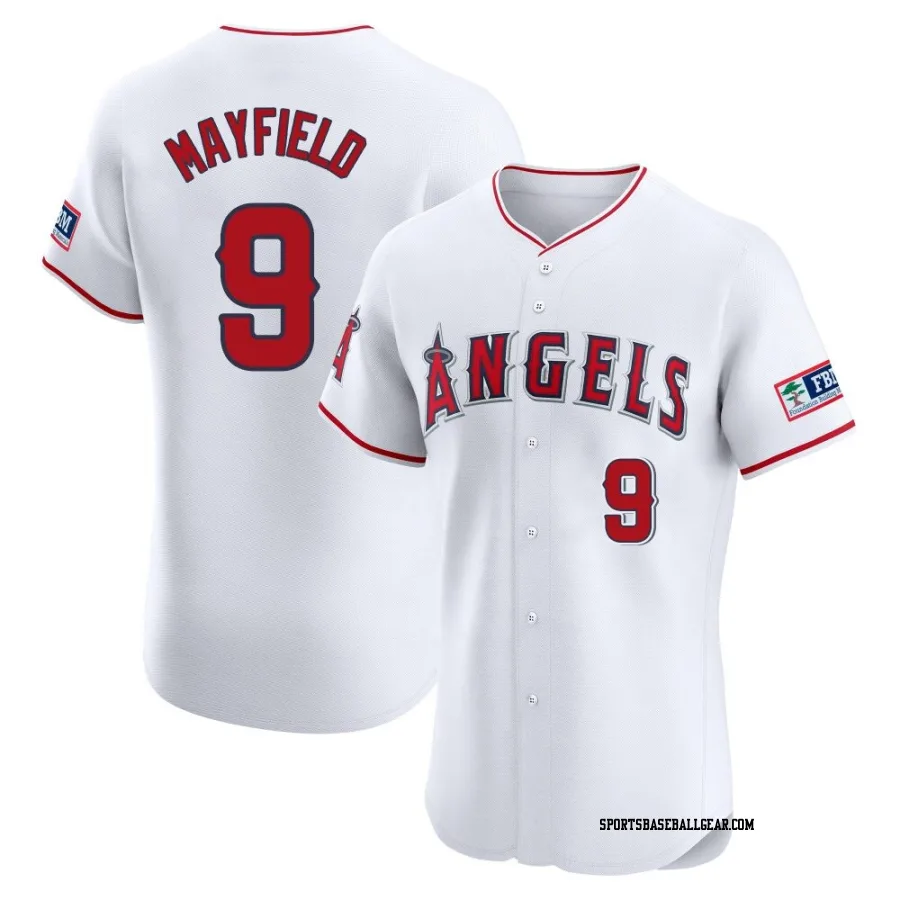 Jack Mayfield Men's Los Angeles Angels White Elite Home Patch Jersey