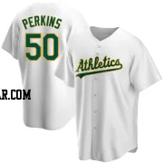 Jack Perkins Men's Oakland Athletics White Replica Home Jersey