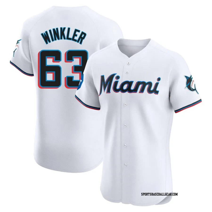 Jack Winkler Men's Miami Marlins White Elite Home Patch Jersey