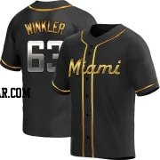 Jack Winkler Youth Miami Marlins Black Golden Replica Alternate Jersey