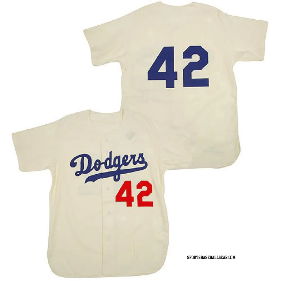 Jackie Robinson Men's Los Angeles Dodgers Cream Authentic Throwback Jersey