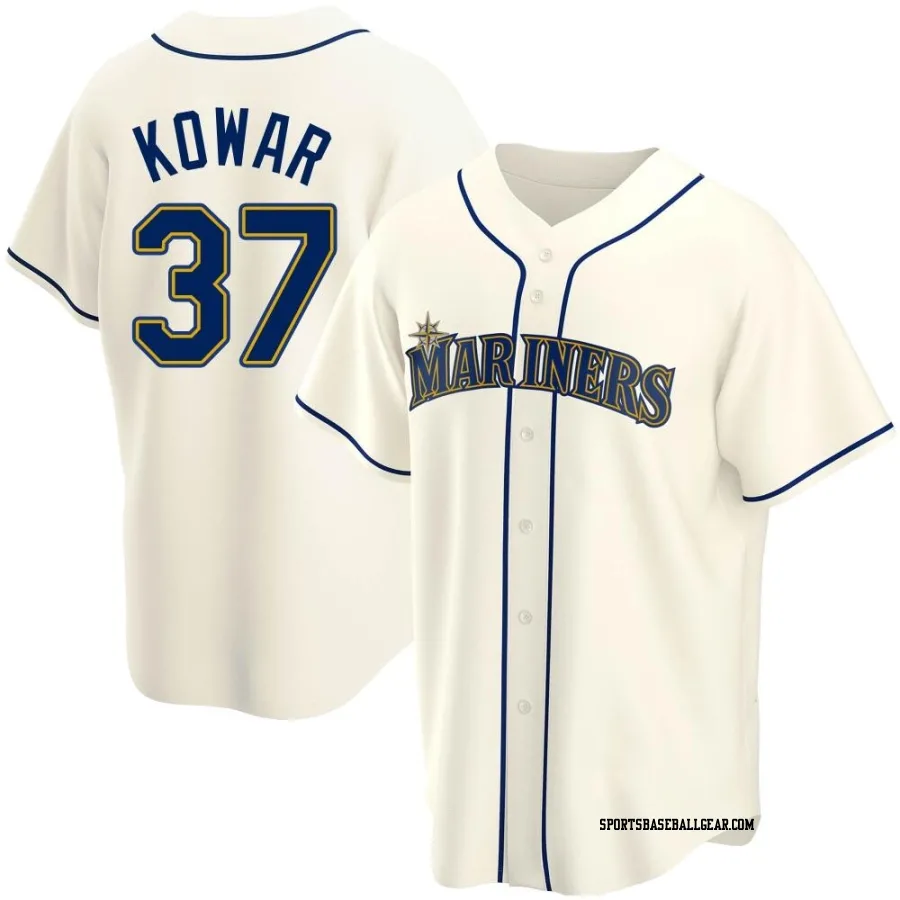 Jackson Kowar Men's Seattle Mariners Cream Replica Alternate Jersey