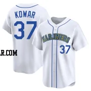 Jackson Kowar Men's Seattle Mariners White Limited Throwback Cooperstown Collection Jersey