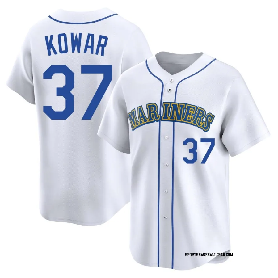 Jackson Kowar Youth Seattle Mariners White Limited Throwback Cooperstown Collection Jersey