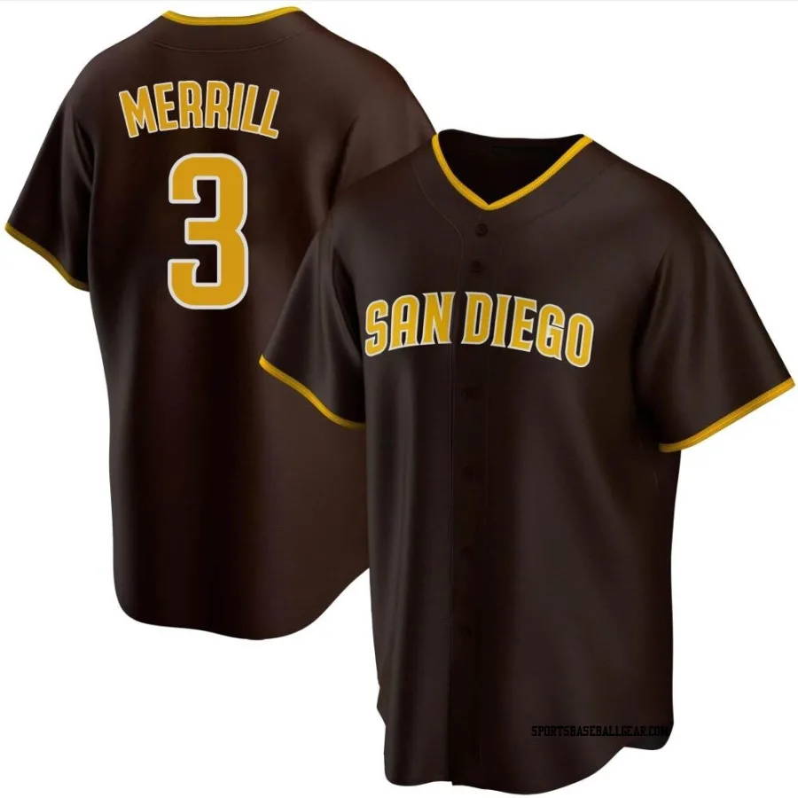 Jackson Merrill Youth San Diego Padres Brown Replica Road Jersey