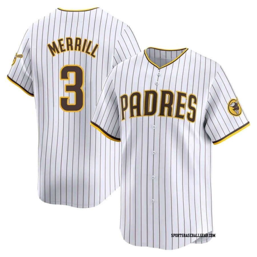 Jackson Merrill Youth San Diego Padres White Limited Home Jersey