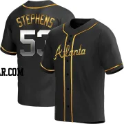 Jackson Stephens Youth Atlanta Braves Black Golden Replica Alternate Jersey