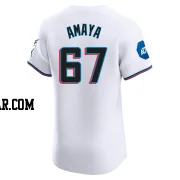 Jacob Amaya Men's Miami Marlins White Elite Home Patch Jersey