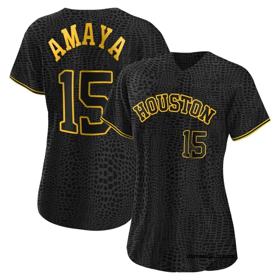 Jacob Amaya Women's Houston Astros Black Replica Snake Skin City Jersey