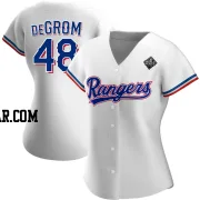 Jacob deGrom Women's Texas Rangers White Replica Home 2023 World Series Jersey