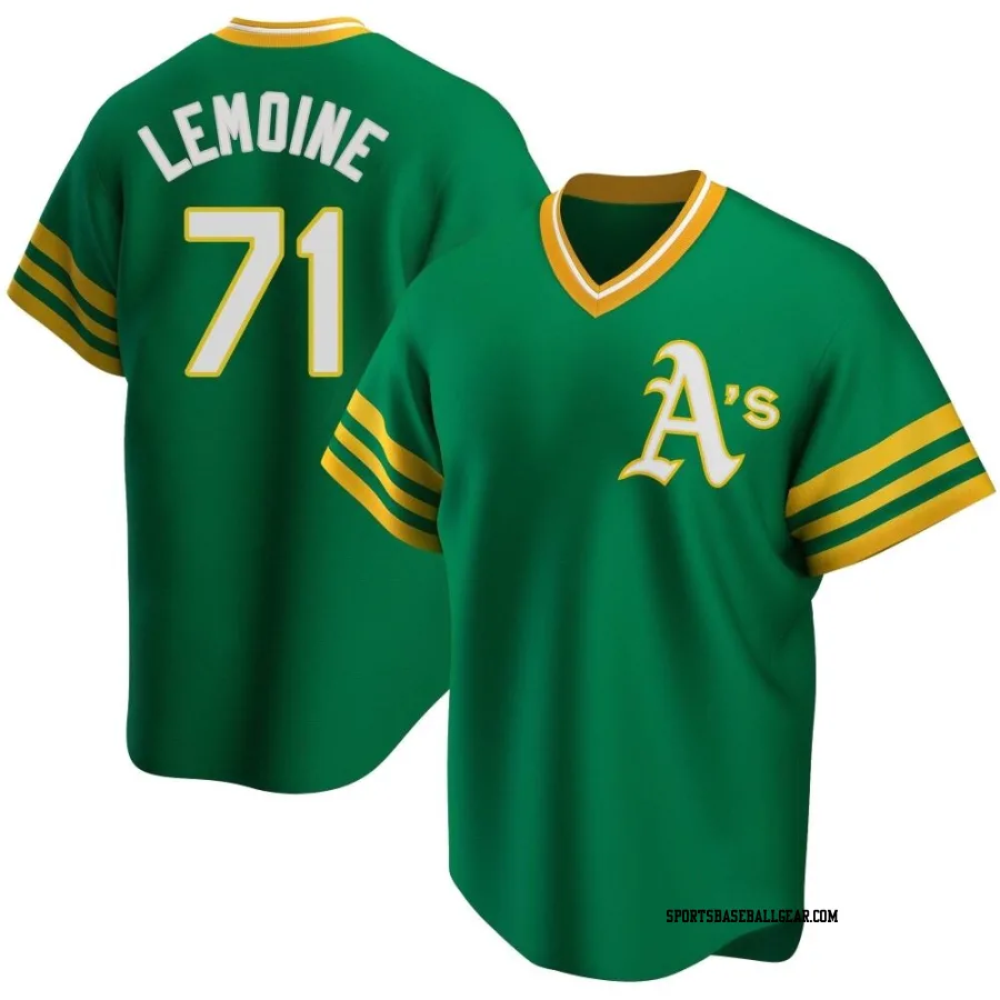 Jacob Lemoine Men's Oakland Athletics Green Replica R Kelly Road Cooperstown Collection Jersey