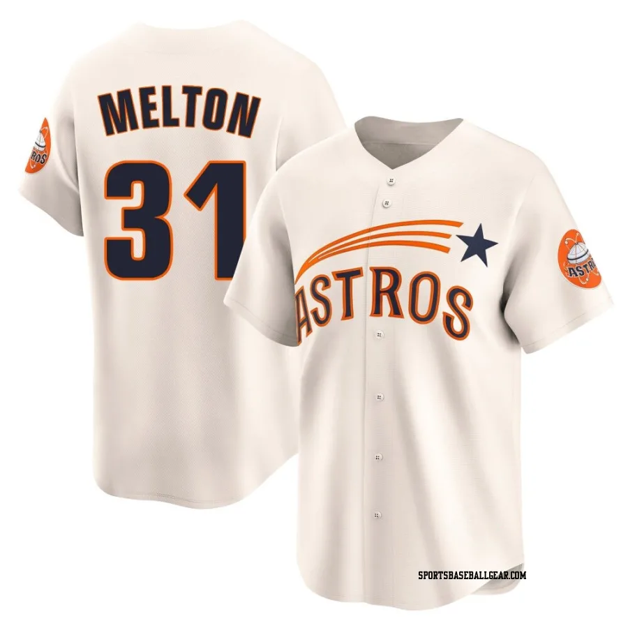 Jacob Melton Men's Houston Astros Cream Limited Throwback Cooperstown Collection Jersey