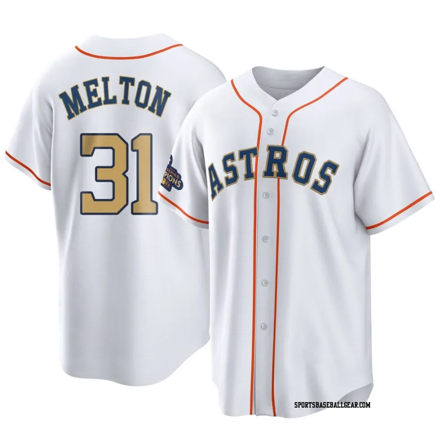 Jacob Melton Men's Houston Astros Gold Replica White 2023 Collection Jersey