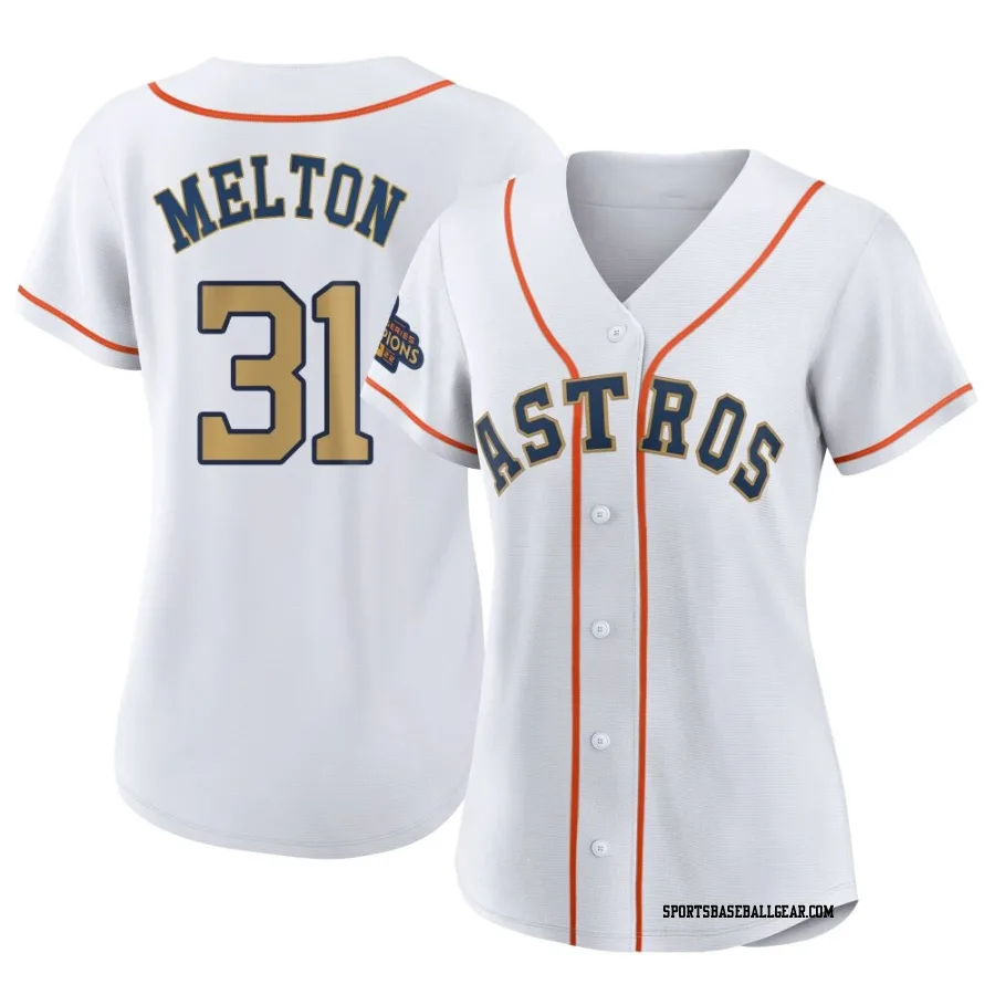 Jacob Melton Women's Houston Astros Gold Authentic White 2023 Collection Jersey