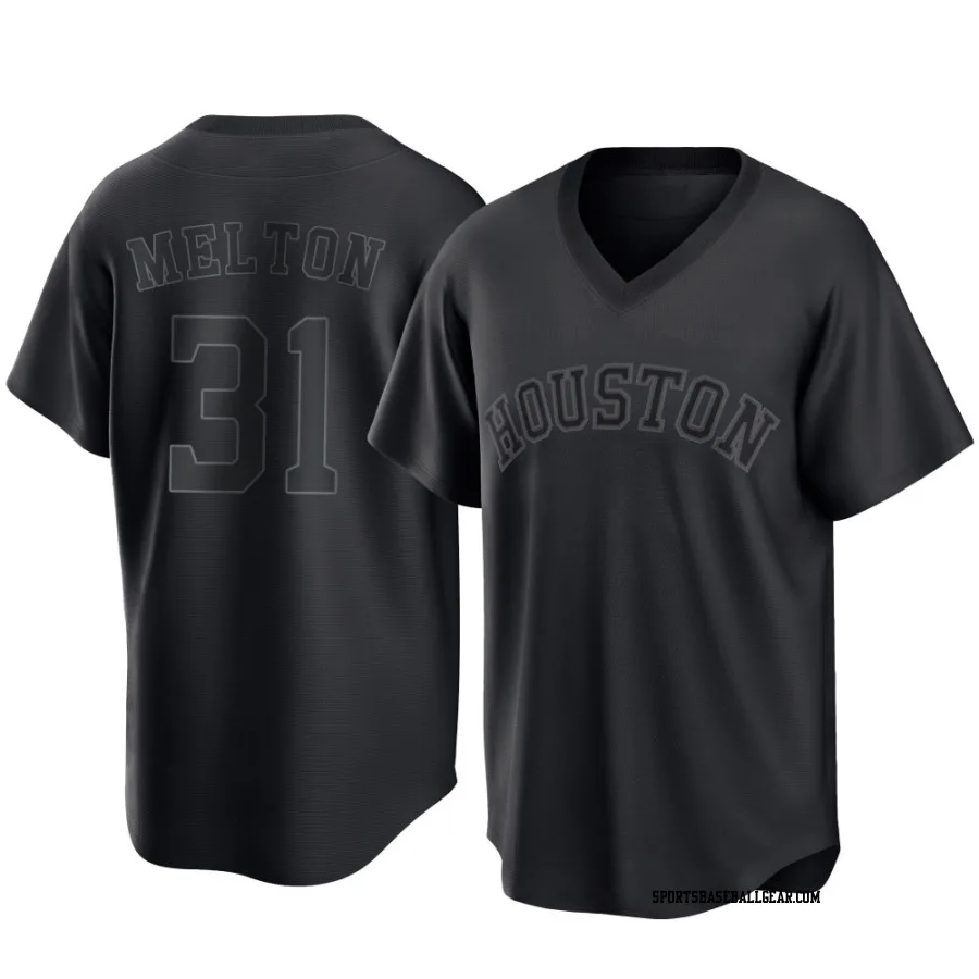 Jacob Melton Youth Houston Astros Black Replica Pitch Fashion Jersey
