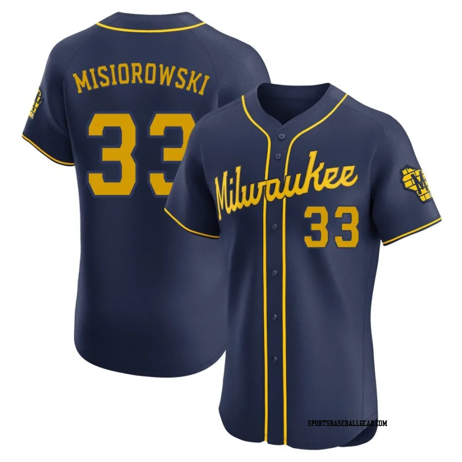 Jacob Misiorowski Men's Milwaukee Brewers Navy Elite Alternate Jersey