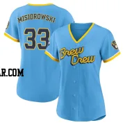 Jacob Misiorowski Women's Milwaukee Brewers Blue Replica Powder 2022 City Connect Jersey