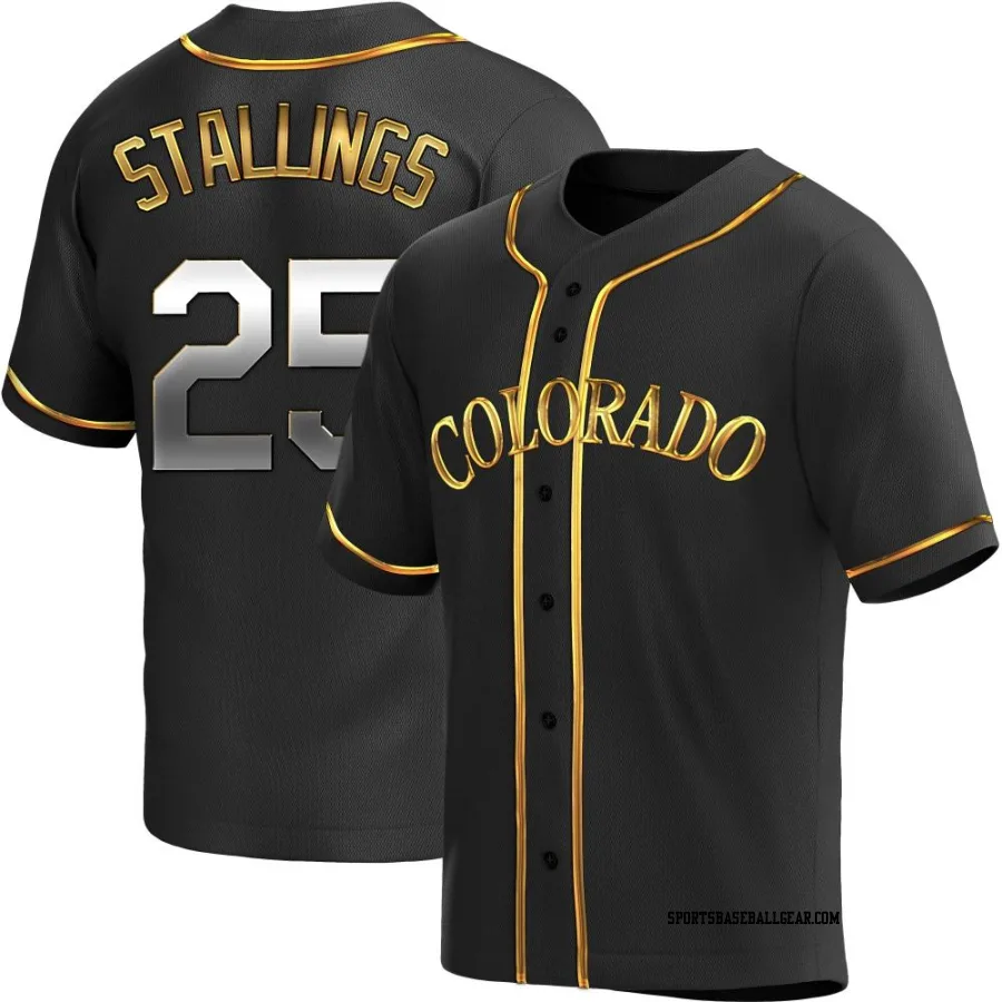 Jacob Stallings Men's Colorado Rockies Black Golden Replica Alternate Jersey