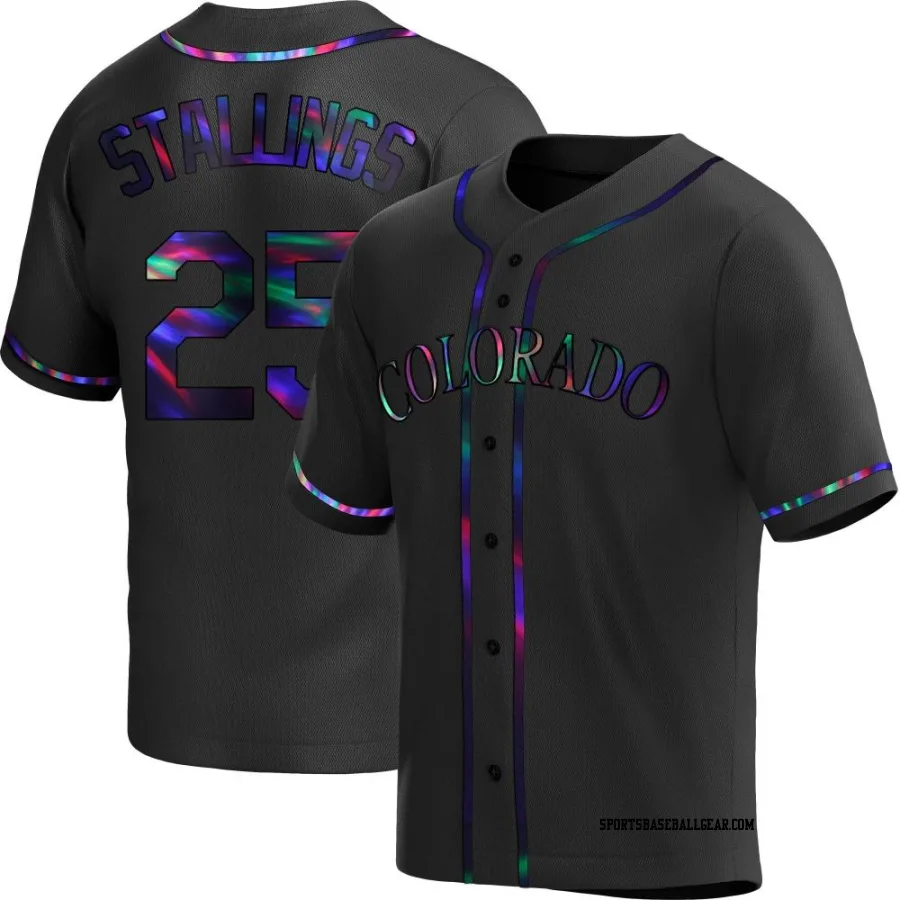 Jacob Stallings Men's Colorado Rockies Black Holographic Replica Alternate Jersey