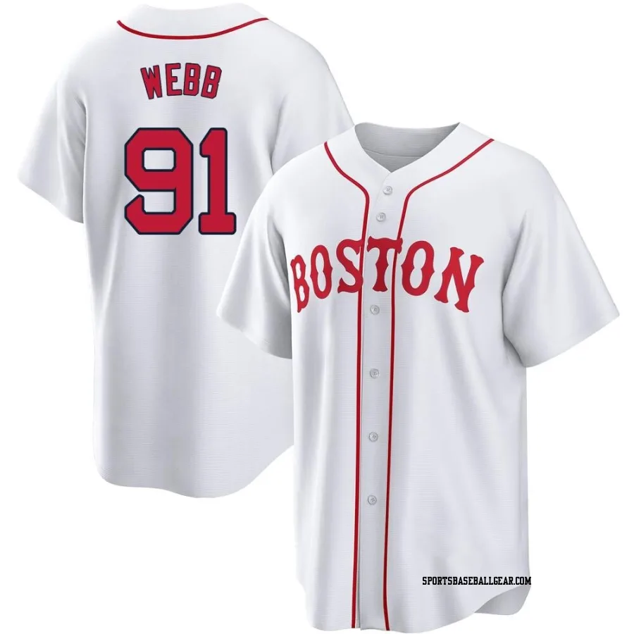 Jacob Webb Youth Boston Red Sox White Replica 2021 Patriots' Day Jersey