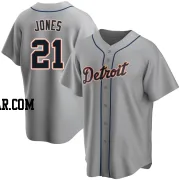 Jacoby Jones Men's Detroit Tigers Gray Replica JaCoby Jones Road Jersey