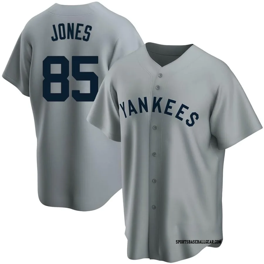 Jahmai Jones Men's New York Yankees Gray Replica Road Cooperstown Collection Jersey
