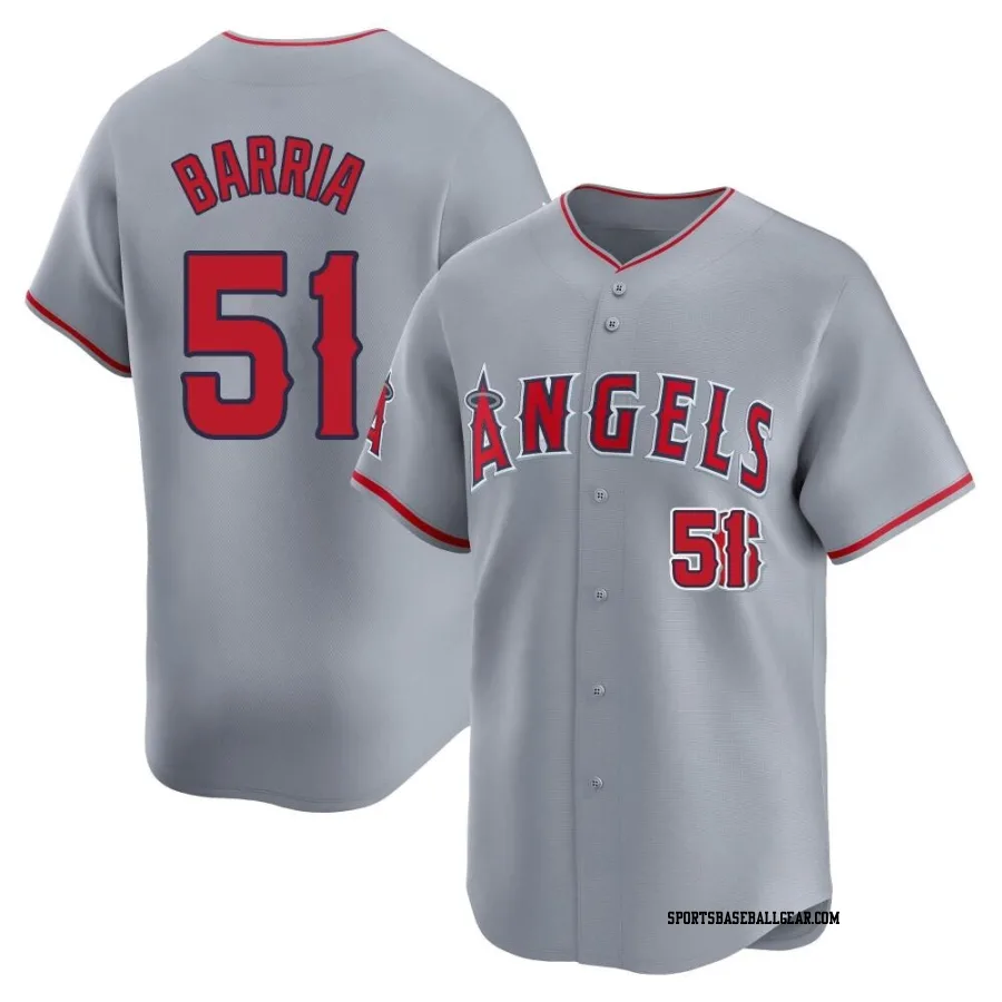 Jaime Barria Men's Los Angeles Angels Gray Limited Away Jersey