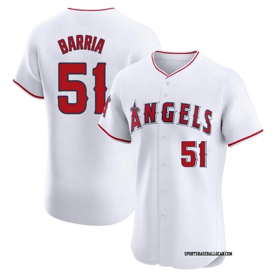 Jaime Barria Men's Los Angeles Angels White Elite Home Jersey