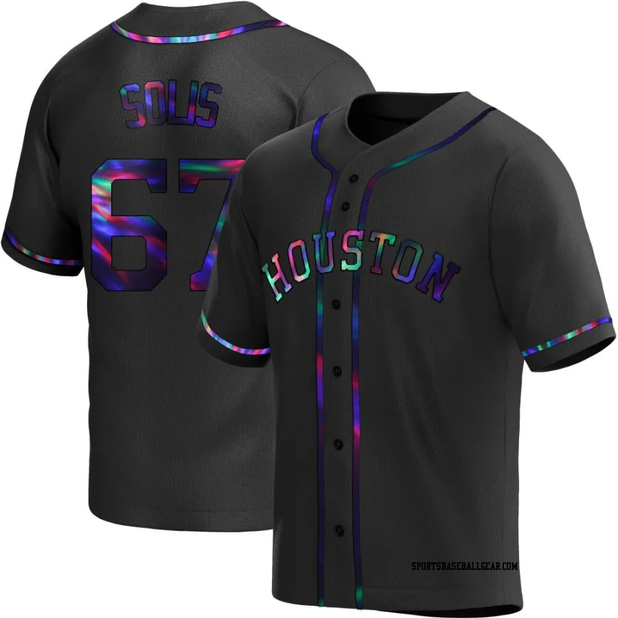 Jairo Solis Men's Houston Astros Black Holographic Replica Alternate Jersey