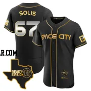 Jairo Solis Men's Houston Astros Black/Gold Authentic 2023 Space City Ready 2 Reign Flex Base Jersey