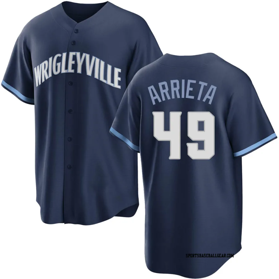 Jake Arrieta Youth Chicago Cubs Navy Replica 2021 City Connect Jersey