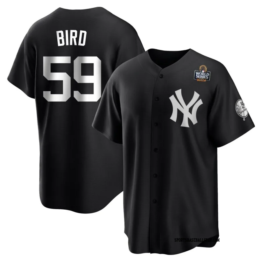 Jake Bird Men's New York Yankees Black/White Replica 2024 World Series Jersey
