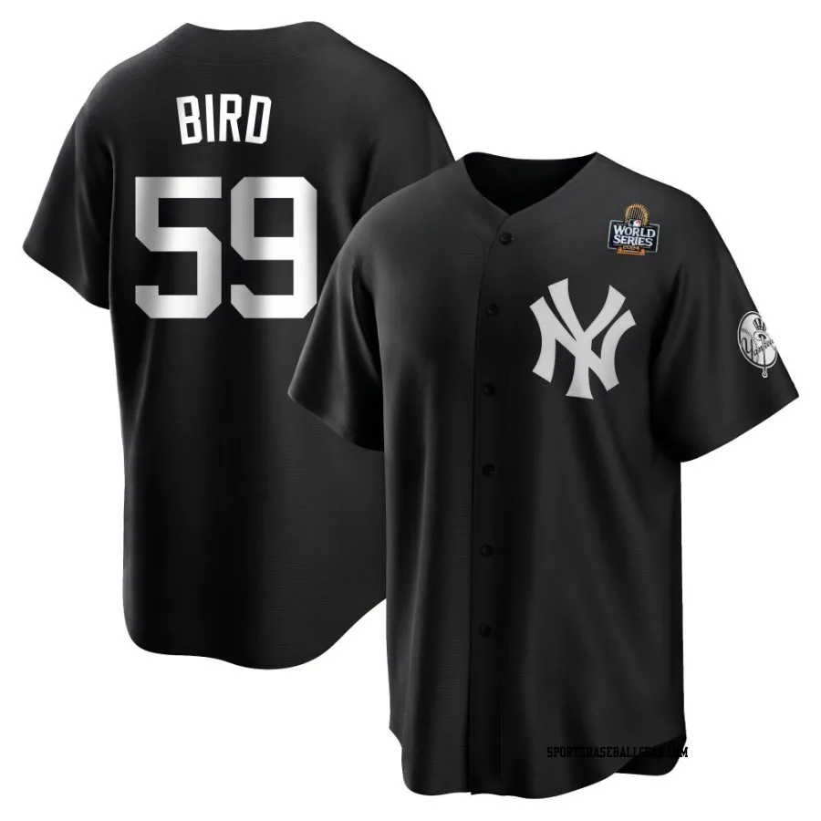 Jake Bird Youth New York Yankees Black/White Replica 2024 World Series Jersey
