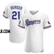 Jake Burger Men's Texas Rangers White Authentic Home Jersey