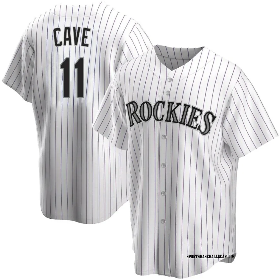 Jake Cave Men's Colorado Rockies White Replica Home Jersey