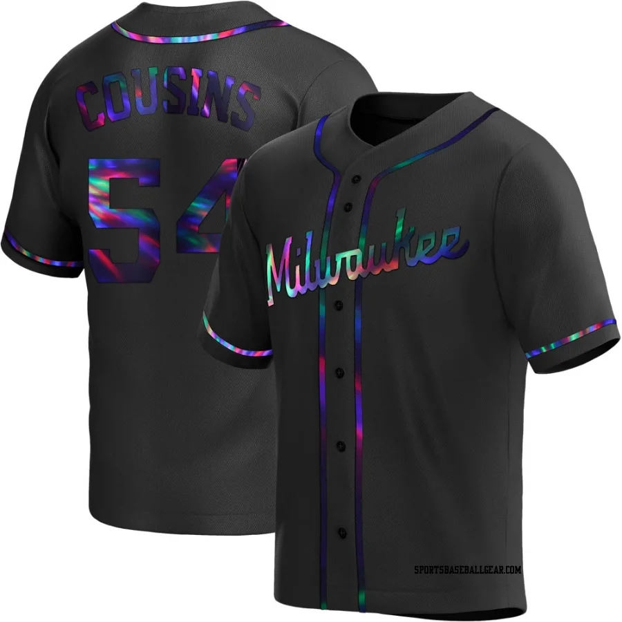 Jake Cousins Men's Milwaukee Brewers Black Holographic Replica Alternate Jersey