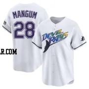 Jake Mangum Men's Tampa Bay Rays White Limited Throwback Cooperstown Jersey
